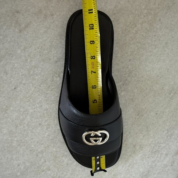 GUCCI 777849 MEN'S BLACK LEATHER INTERLOCKING G SANDALS, Gucci sz 7.5 (US 8) - Picture 13 of 13